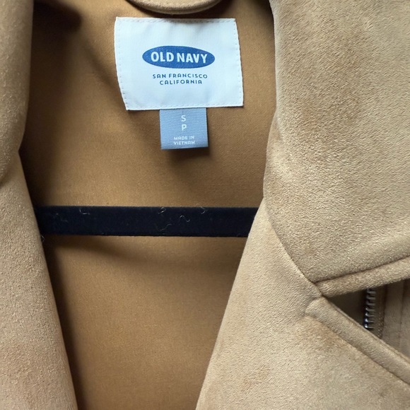 Old navy faux suede leather bomber Jacket small tan - Picture 8 of 10